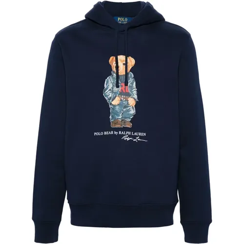 Blauer Pullover mit Kapuze und Kordelzug , Herren, Größe: M - Polo Ralph Lauren - Modalova