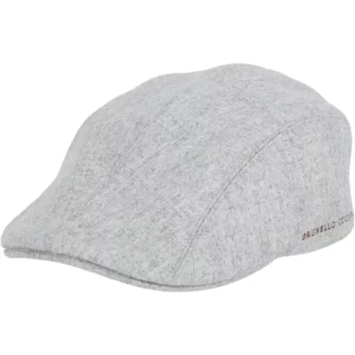 Grey Wool Flap Cap with Logo , male, Sizes: L, XL - BRUNELLO CUCINELLI - Modalova