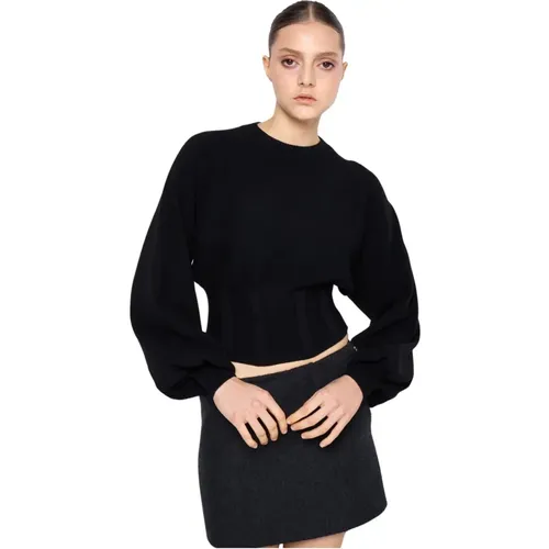 Puff Sleeve Round Neck Sweater , Damen, Größe: M - Silvian Heach - Modalova