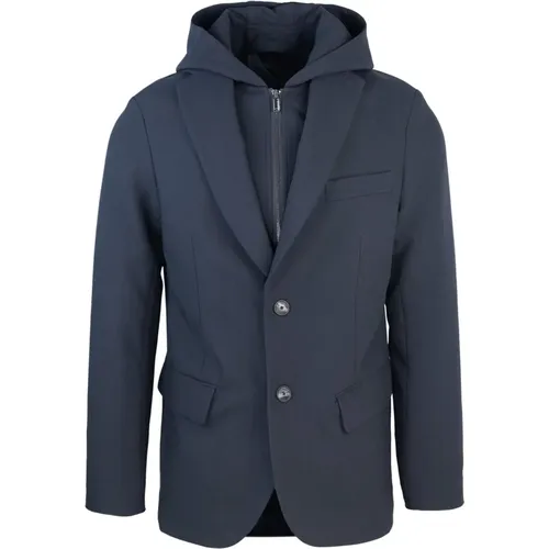 Blaue Blazer mit Wendbarem Kragen - Emporio Armani - Modalova