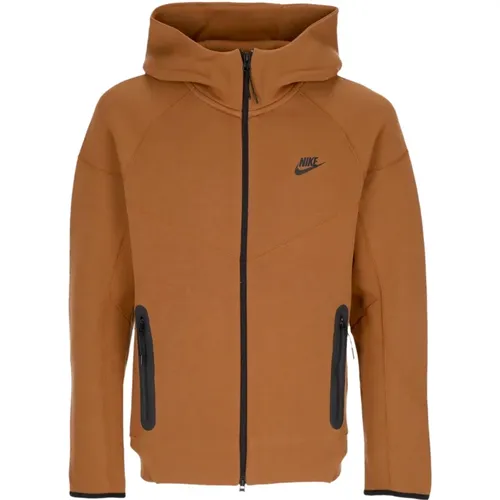 Tech Fleece Zip Hoodie Lt British Tan/Black , Herren, Größe: L - Nike - Modalova