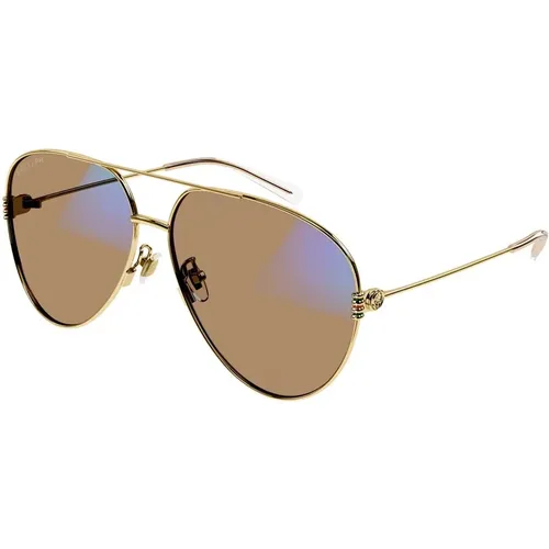 Stylische Sonnenbrille mit blauen und braunen Gläsern , Damen, Größe: 62 MM - Gucci - Modalova