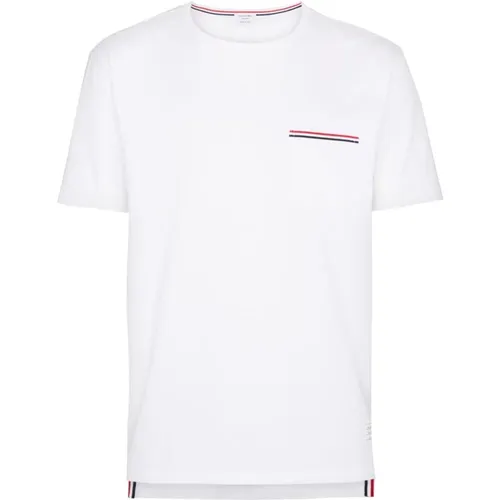 Weißes T-Shirt mit Rwb Taschenbesatz , Herren, Größe: L - Thom Browne - Modalova