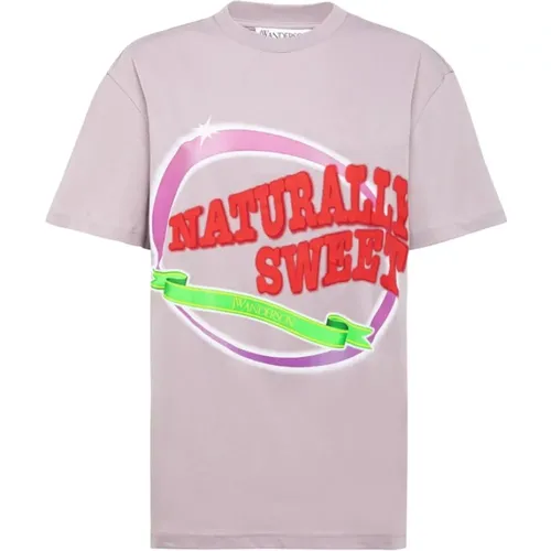 Einfarbiges Baumwoll-T-Shirt mit Logo-Print , Damen, Größe: S - JW Anderson - Modalova