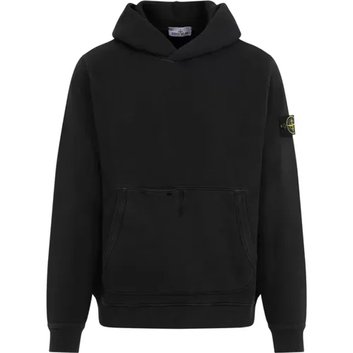 Schwarzer Baumwoll Kapuzenpullover Aw24 - Stone Island - Modalova