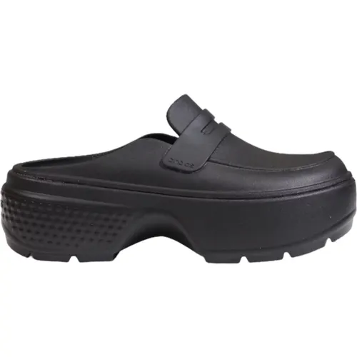 Schwarze Gummi-Slip-On-Hausschuhe , Damen, Größe: 39 EU - Crocs - Modalova