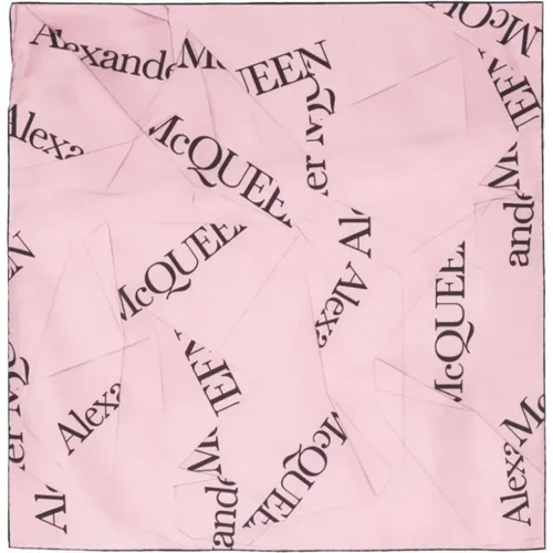 Rose Silk Scarf with Logo Motif , female, Sizes: ONE SIZE - alexander mcqueen - Modalova