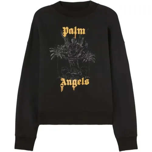 Logo Print Crew Neck Sweater , Herren, Größe: M - Palm Angels - Modalova