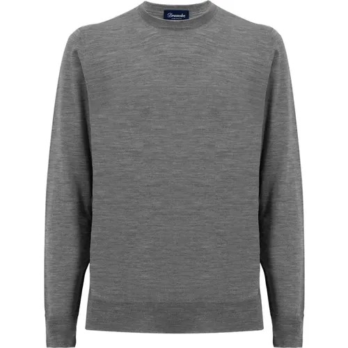 Luxury Wool Silk Cashmere Crew Neck Sweater , male, Sizes: L, 2XL - Drumohr - Modalova