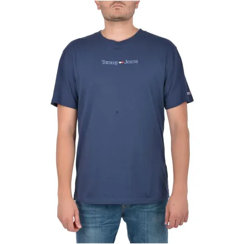 Blaue Logo T-shirts und Polos , Herren, Größe: M - Tommy Jeans - Modalova