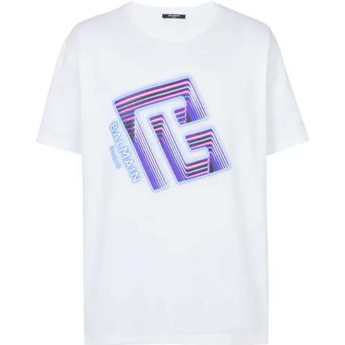Neon logo T-shirt Balmain - Balmain - Modalova