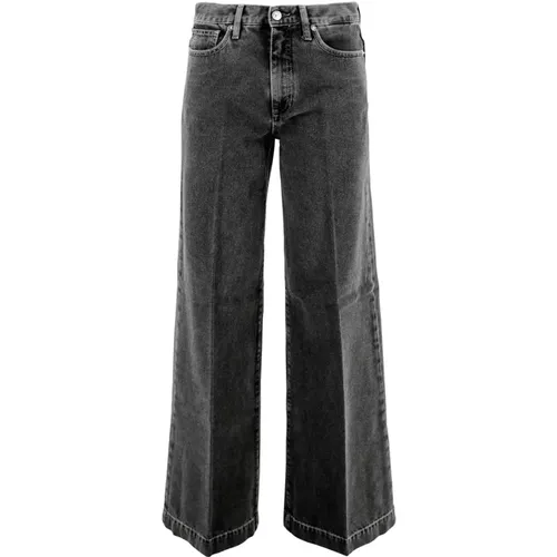 High-waisted palazzo denim trousers in grey , female, Sizes: W25 - Nine In The Morning - Modalova