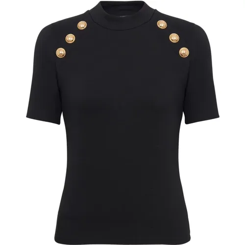 T-Shirt mit sechs Knöpfen aus Jersey , Damen, Größe: M - Balmain - Modalova