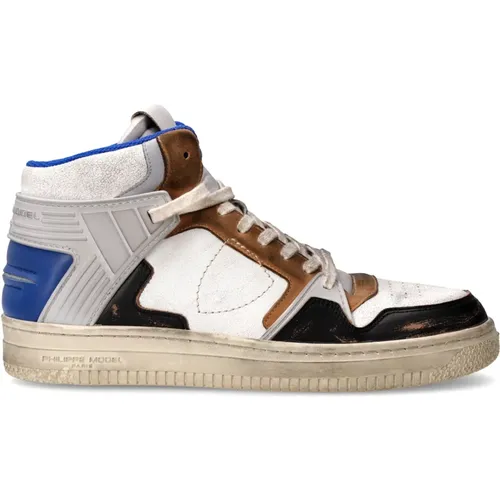 Urban Blue White Sneakers , male, Sizes: 6 UK, 7 UK, 8 UK, 10 UK - Philippe Model - Modalova