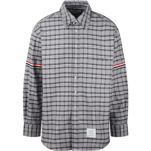 Check Cotton Twill Shirt , male, Sizes: L, XL, 2XL - Thom Browne - Modalova