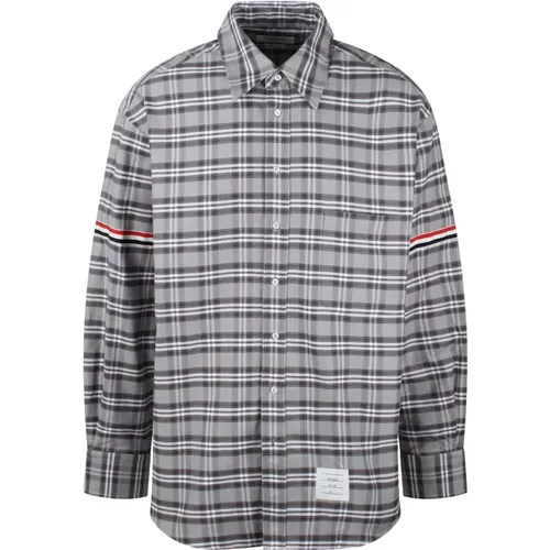 Check Cotton Twill Shirt , male, Sizes: XL - Thom Browne - Modalova