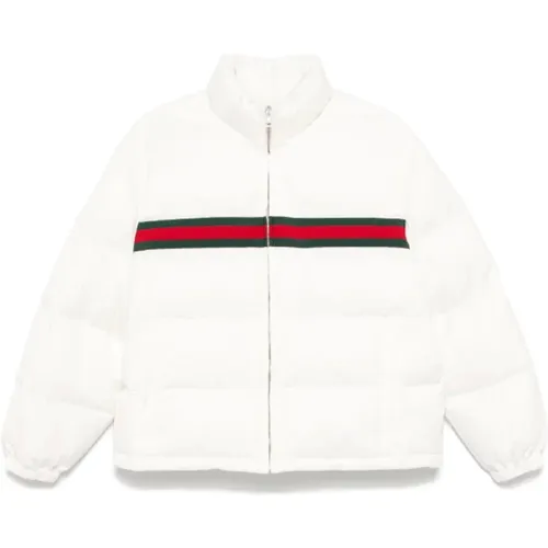 Weiße Steppjacke mit Besticktem Logo - Gucci - Modalova