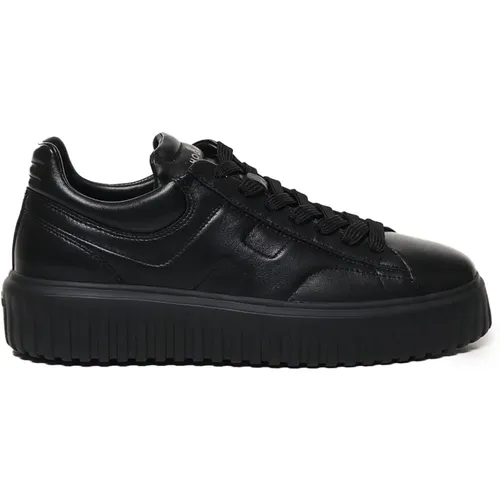 Schwarze Ledersneakers mit Side H - Hogan - Modalova