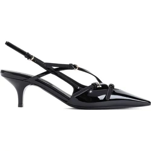 Schwarze Lackleder Pumps mit Spitzer Zehenpartie - Miu Miu - Modalova