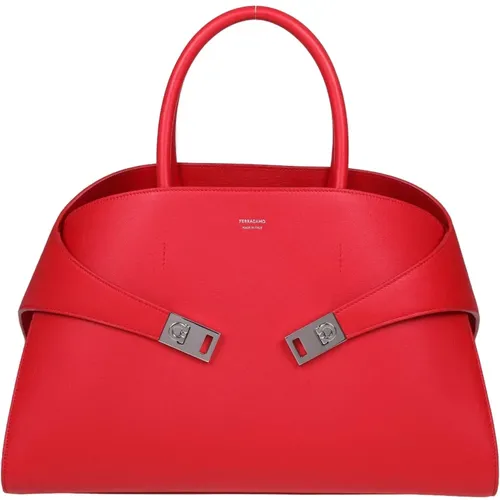 Leather Asymmetric Handbag with Gancini Buckles , female, Sizes: ONE SIZE - Salvatore Ferragamo - Modalova