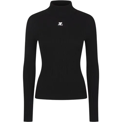 Schwarzer Strickpullover Hemd , Damen, Größe: L - Courrèges - Modalova