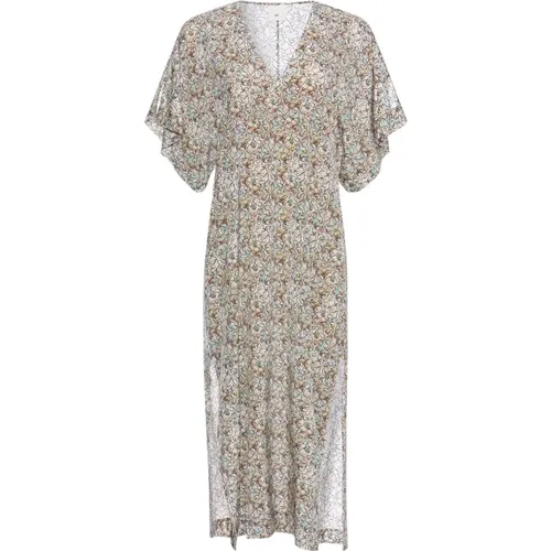 Beige Silk Kimono Sleeve Dress , female, Sizes: S, 2XS - Heartmade - Modalova