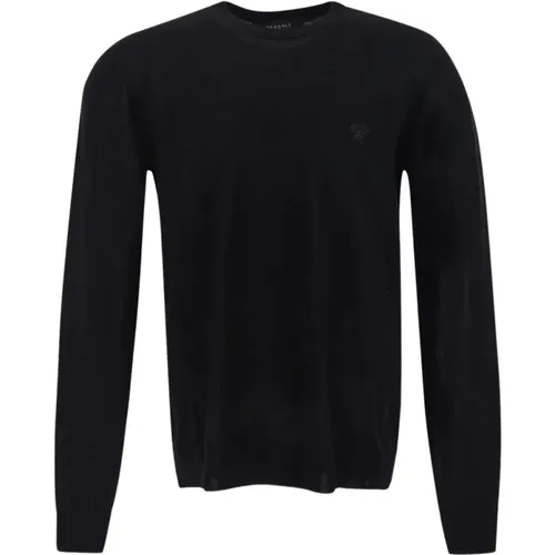 Schwarzer Medusa Bestickter Pullover , Herren, Größe: M - Versace - Modalova