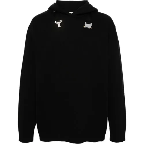 Schwarzer Grobstrick-Sweatshirt mit abnehmbarem Schnallendetail , Herren, Größe: M - 1017 Alyx 9SM - Modalova