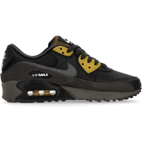 Air Max 90 Niedriger Schuh Schwarz/Blau , Herren, Größe: 38 1/2 EU - Nike - Modalova