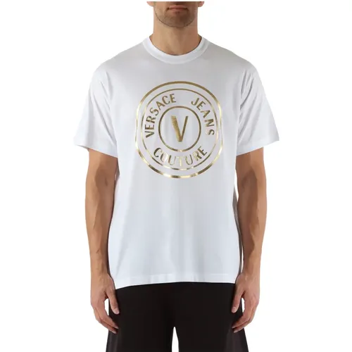Regular Fit Cotton Logo Print T-shirt , male, Sizes: XS, S, M, L - Versace Jeans Couture - Modalova