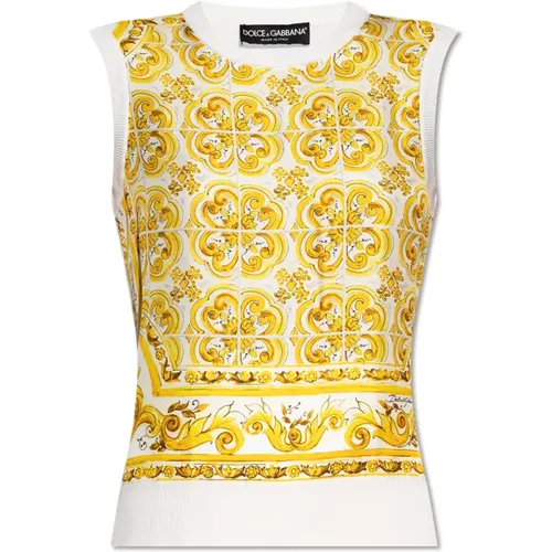 Top with 'Majolica' print , female, Sizes: S, XS - Dolce & Gabbana - Modalova