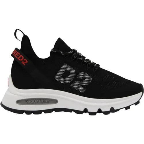 Schwarze Ledersneakers mit Logo-Verzierung - Dsquared2 - Modalova