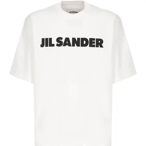 Weißes Baumwoll-T-Shirt mit Logoaufdruck - Jil Sander - Modalova