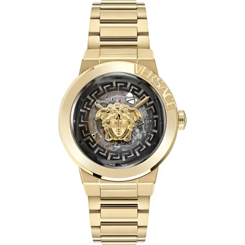 Gold Skeleton Automatic Watch , female, Sizes: ONE SIZE - Versace - Modalova