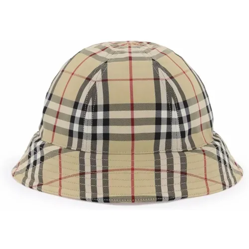 Nylon Bucket Hat mit ikonischem Check-Muster , Damen, Größe: M - Burberry - Modalova