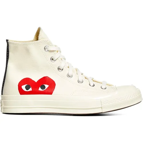 High-Top Sneakers Weiß Rotes Herz , Damen, Größe: 42 EU - Comme des Garçons Play - Modalova