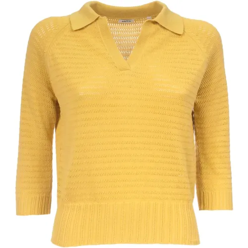 Cotton Polo Shirt with Three-Quarter Sleeves , female, Sizes: M, XS - Aspesi - Modalova