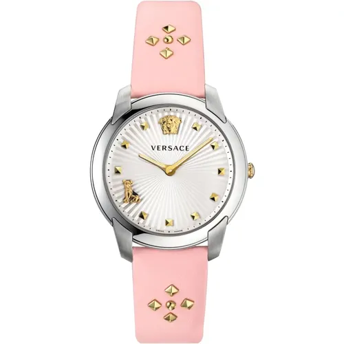 Audrey V. Pink Leather Silver Watch , female, Sizes: ONE SIZE - Versace - Modalova