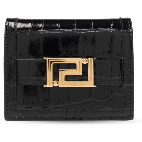 Leather wallet with logo , female, Sizes: ONE SIZE - Versace - Modalova