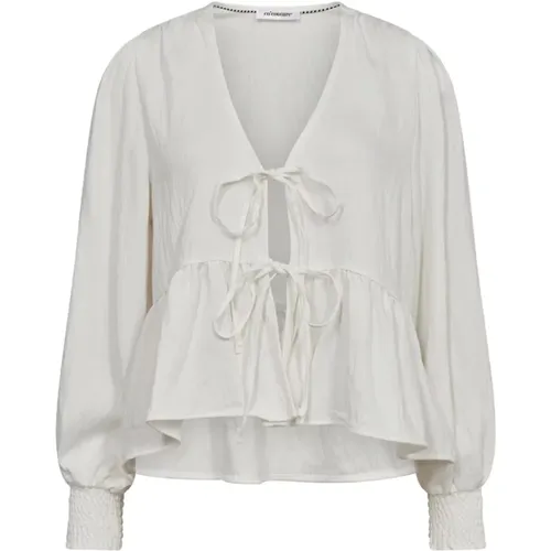 Feminine Tie Blouse with Long Puff Sleeves , female, Sizes: XS - Co'Couture - Modalova