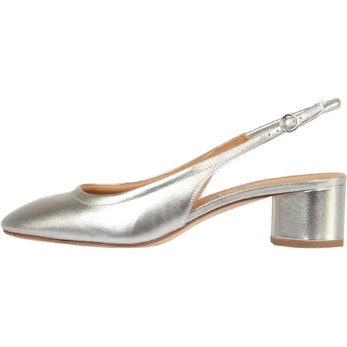 Silver Laminated Leather Sandals , female, Sizes: 4 UK, 6 UK - aeyde - Modalova
