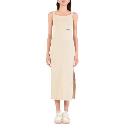 Ribbed Cotton Midi Dress with Straps , female, Sizes: L - Hinnominate - Modalova