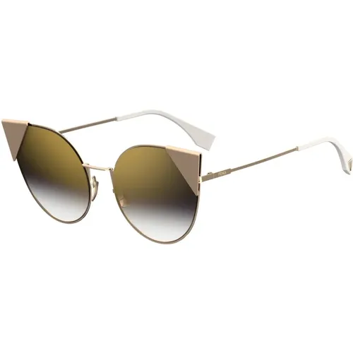 Gold Sunglasses with Grey Shaded Lenses , female, Sizes: 57 MM - Fendi - Modalova
