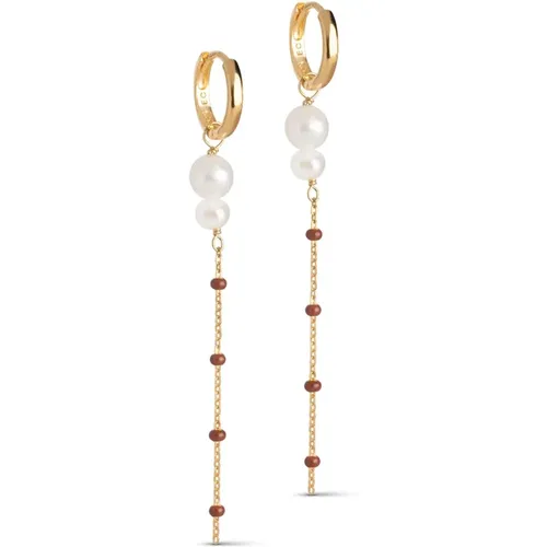 Doppel Perlen Hoops Kupfer Gold - ENAMEL Copenhagen - Modalova