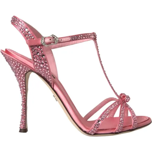 Rosa Strass Knöchelriemen High Heels - Dolce & Gabbana - Modalova