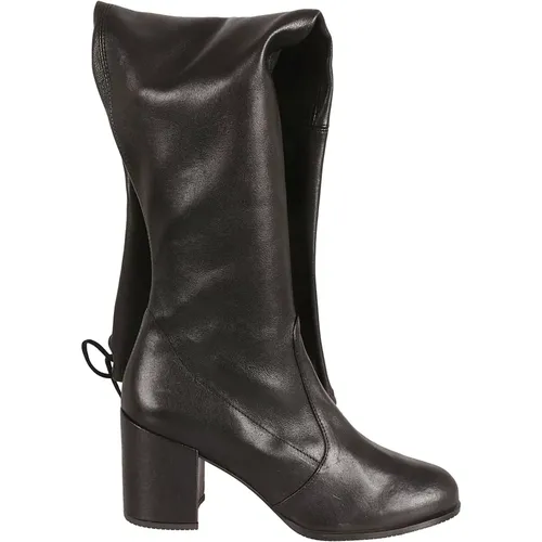 Schwarze Lederblockabsatz Overknee-Stiefel - Stuart Weitzman - Modalova