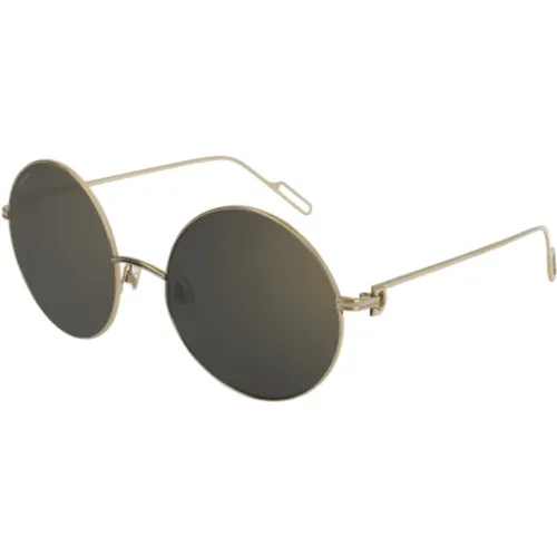 Goldfarbene Runde Sonnenbrille für Frauen - Cartier - Modalova