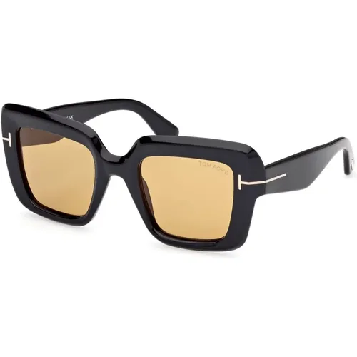 Stilvolle Sonnenbrille Schwarz Gelbe Gläser , Damen, Größe: ONE Size - Tom Ford - Modalova