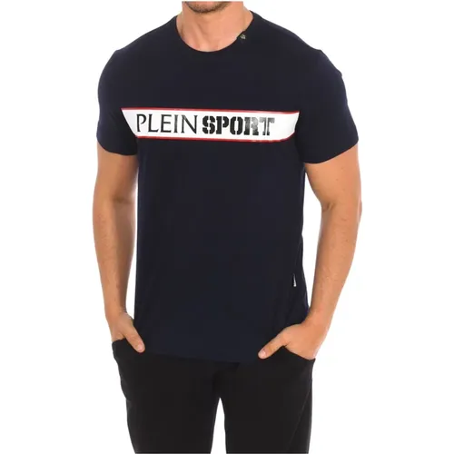 T-Shirt mit kurzem Ärmel und Markendruck , Herren, Größe: M - Plein Sport - Modalova
