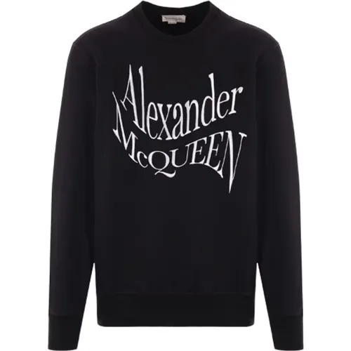 Cotton Jersey Sweater with Distorted Logo Embroidery , male, Sizes: M, XL, S, L - alexander mcqueen - Modalova